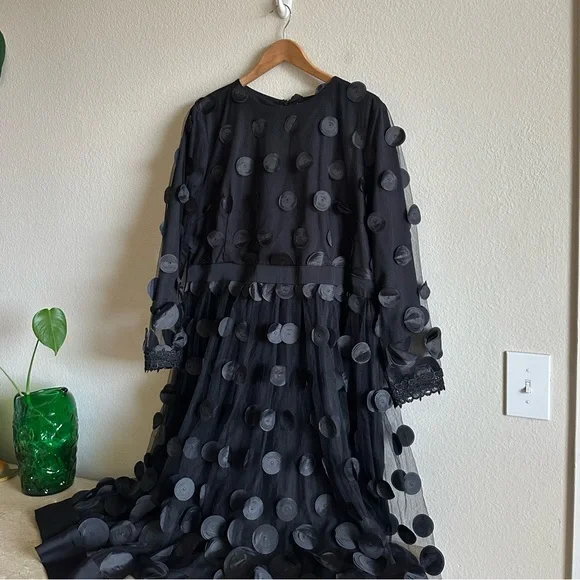 Dainty Jewells Black Polka Dot Applique Midi Dress - Picture 10 of 15